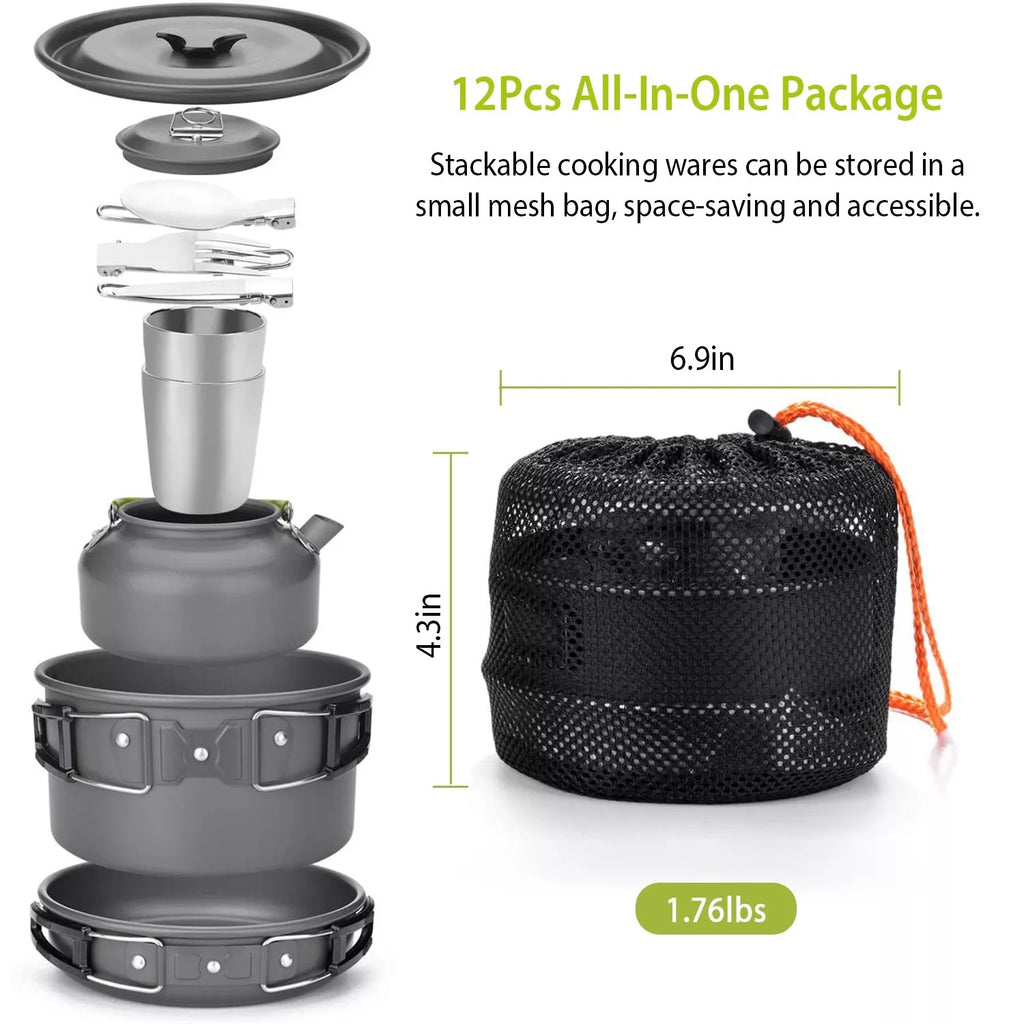 12pcs Portable Outdoor Camping Cookware