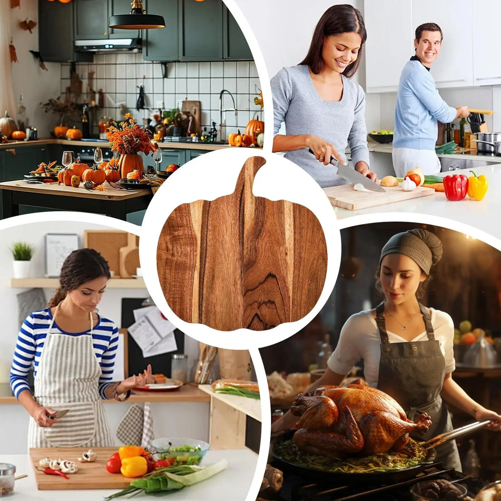 Pumpkin Shaped Wooden Kitchen Cutting Board