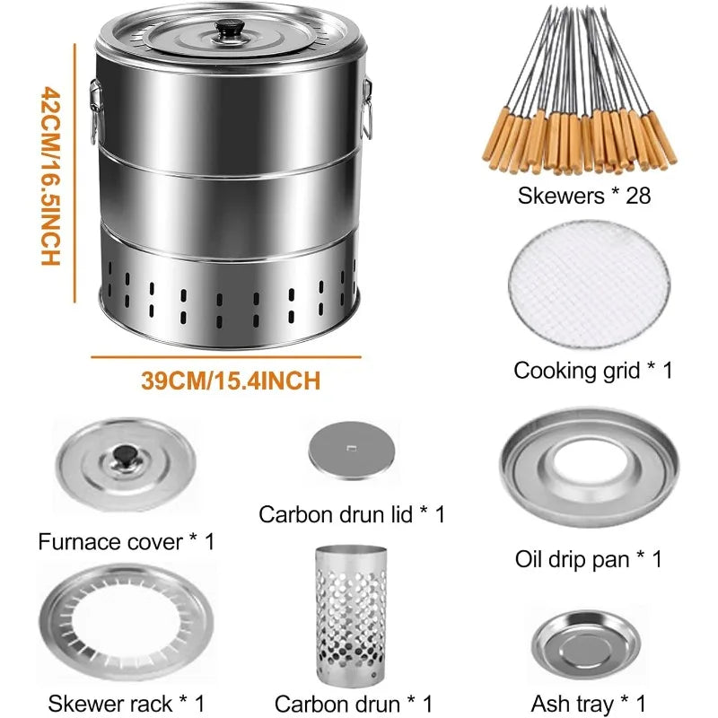 Stainless Steel Wrap-around Charcoal Grill