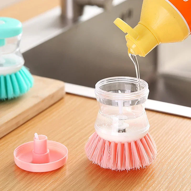 Kitchen Brush with Liquid Soap Dispenser