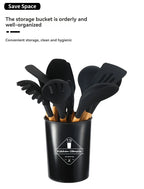 11-piece cooking tool set with storage bucket