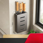 Wall-mounted kitchen knife storage block