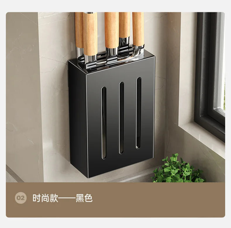 Wall-mounted kitchen knife storage block