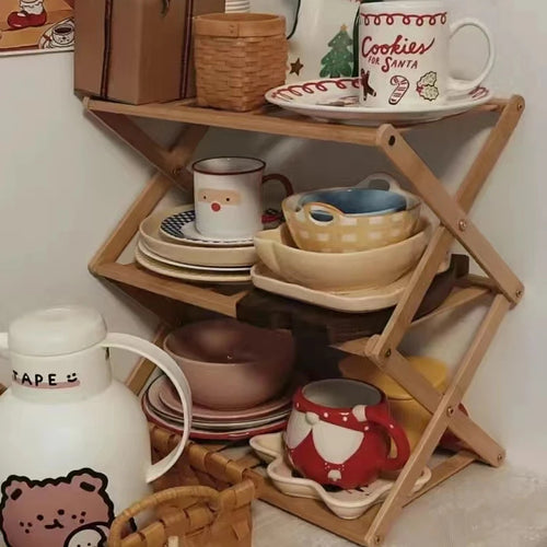 Bamboo Three-Layer Drying Rack
