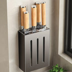 Wall-mounted kitchen knife storage block