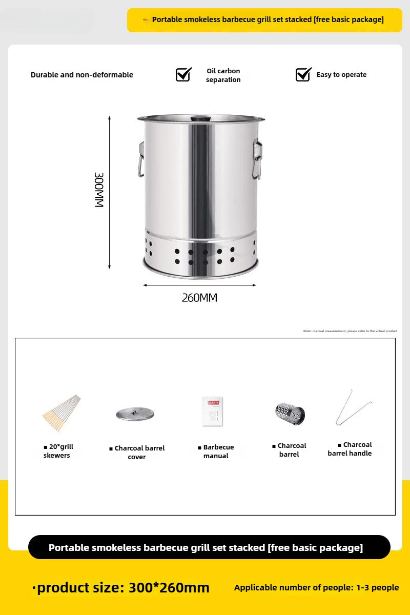 Stainless Steel Wrap-around Charcoal Grill