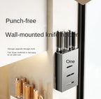 Wall-mounted kitchen knife storage block
