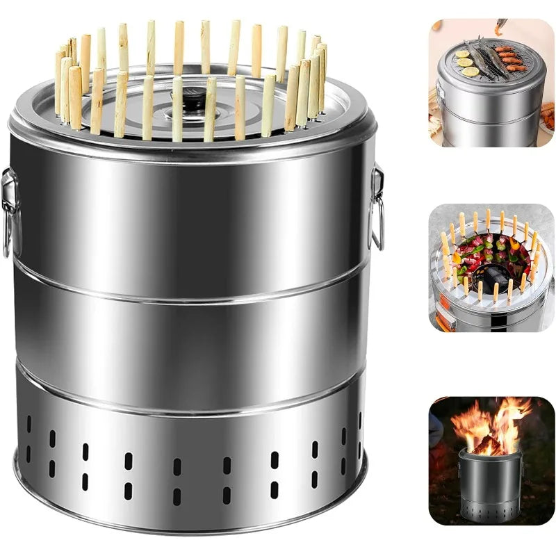 Stainless Steel Wrap-around Charcoal Grill