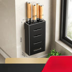 Wall-mounted kitchen knife storage block