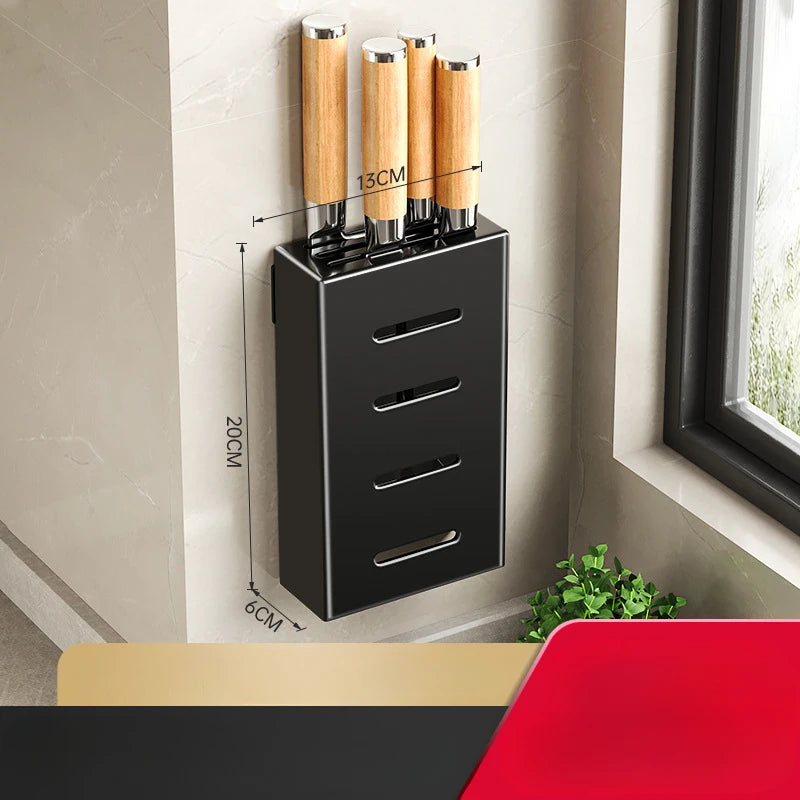 Wall-mounted kitchen knife storage block