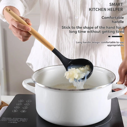 11-piece cooking tool set with storage bucket