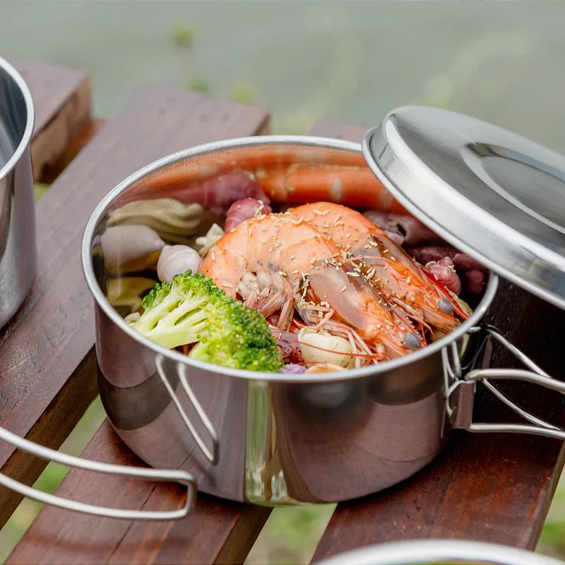 Stainless Steel Outdoor Cookware Mess Kit