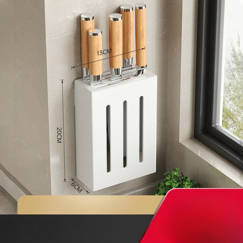 Wall-mounted kitchen knife storage block