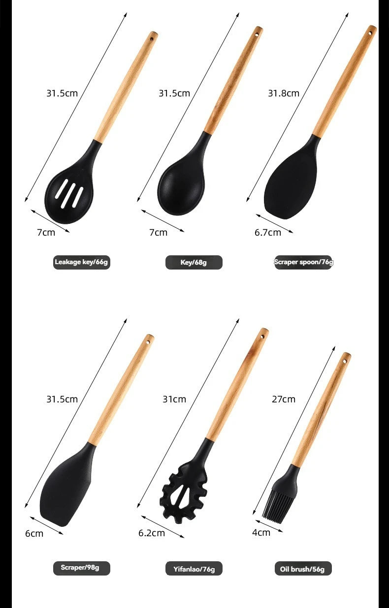 11-piece cooking tool set with storage bucket