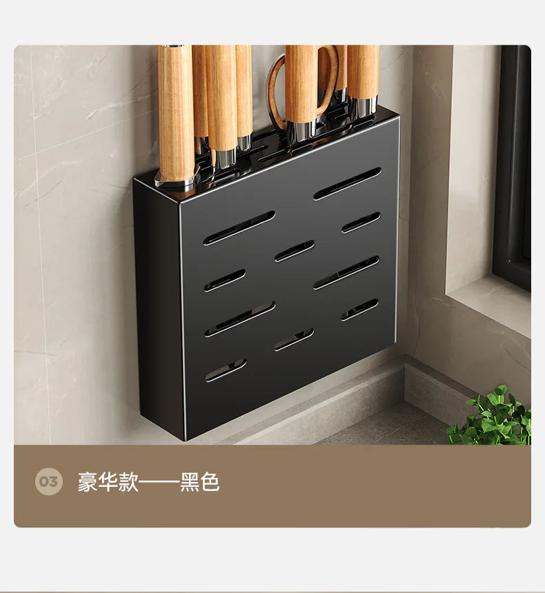 Wall-mounted kitchen knife storage block