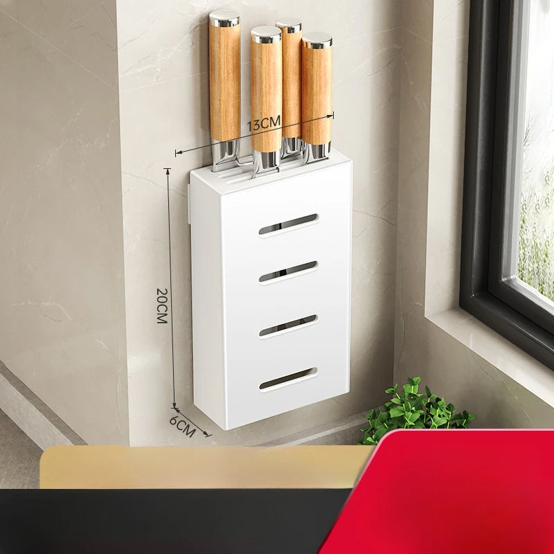 Wall-mounted kitchen knife storage block
