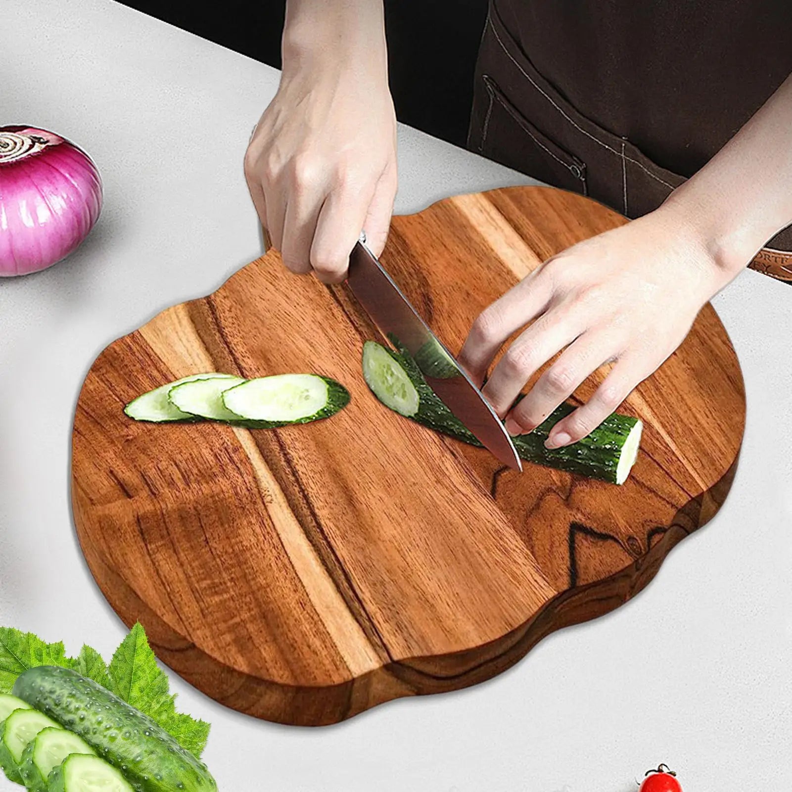 Pumpkin Shaped Wooden Kitchen Cutting Board