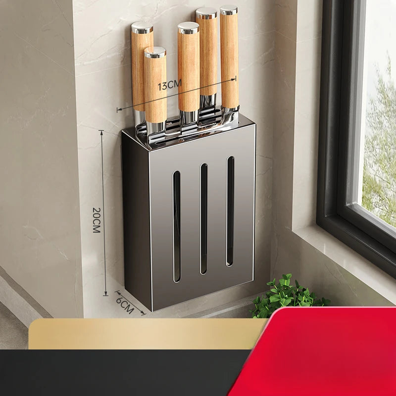 Wall-mounted kitchen knife storage block