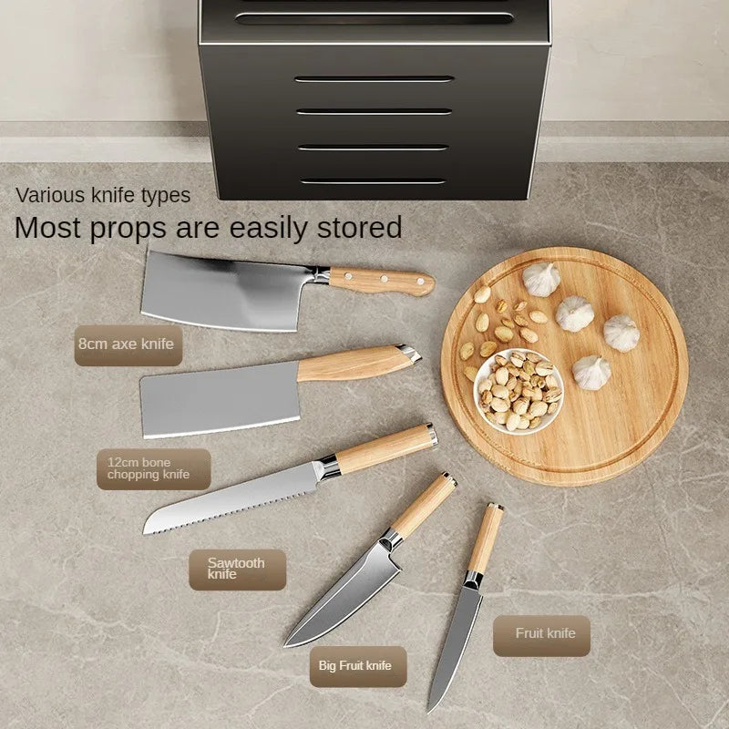 Wall-mounted kitchen knife storage block