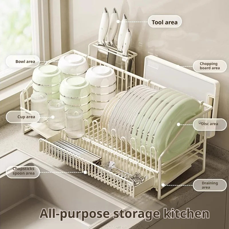 All-purpose dish rack with drain