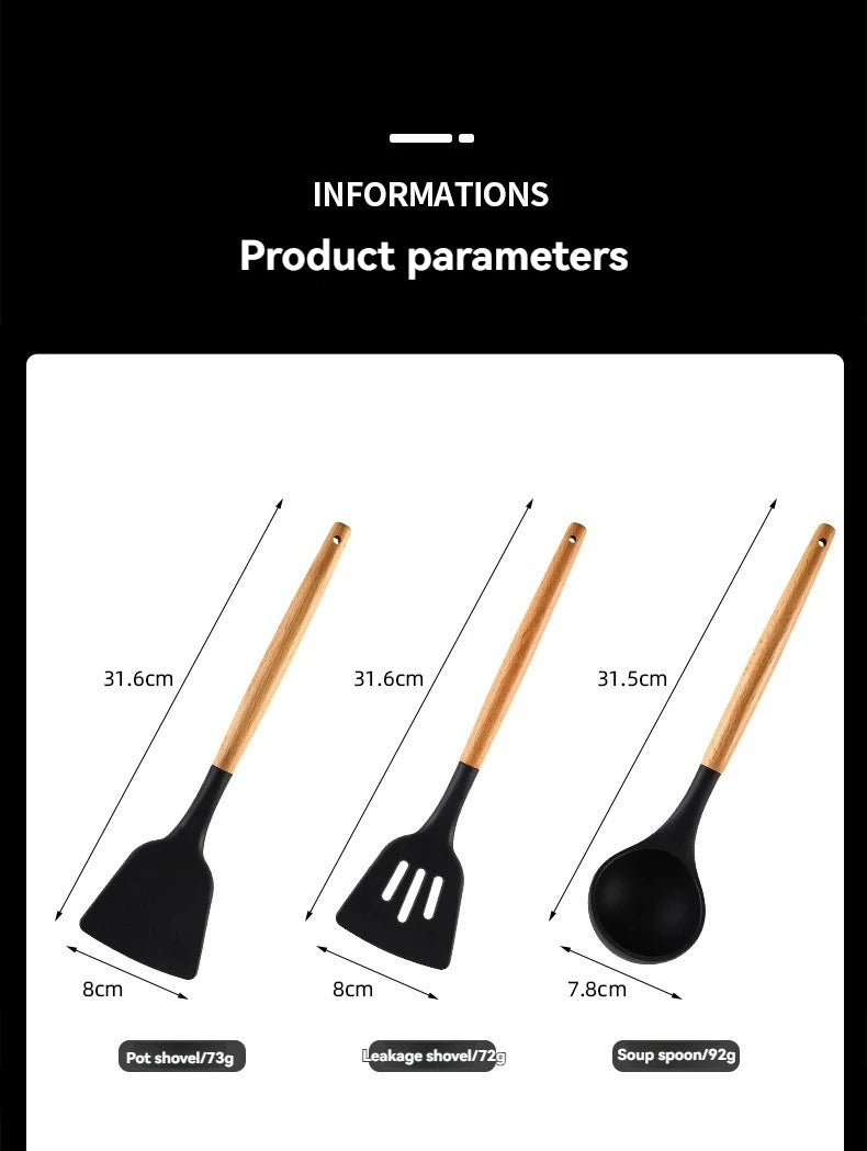 11-piece cooking tool set with storage bucket