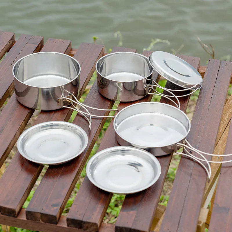 Stainless Steel Outdoor Cookware Mess Kit