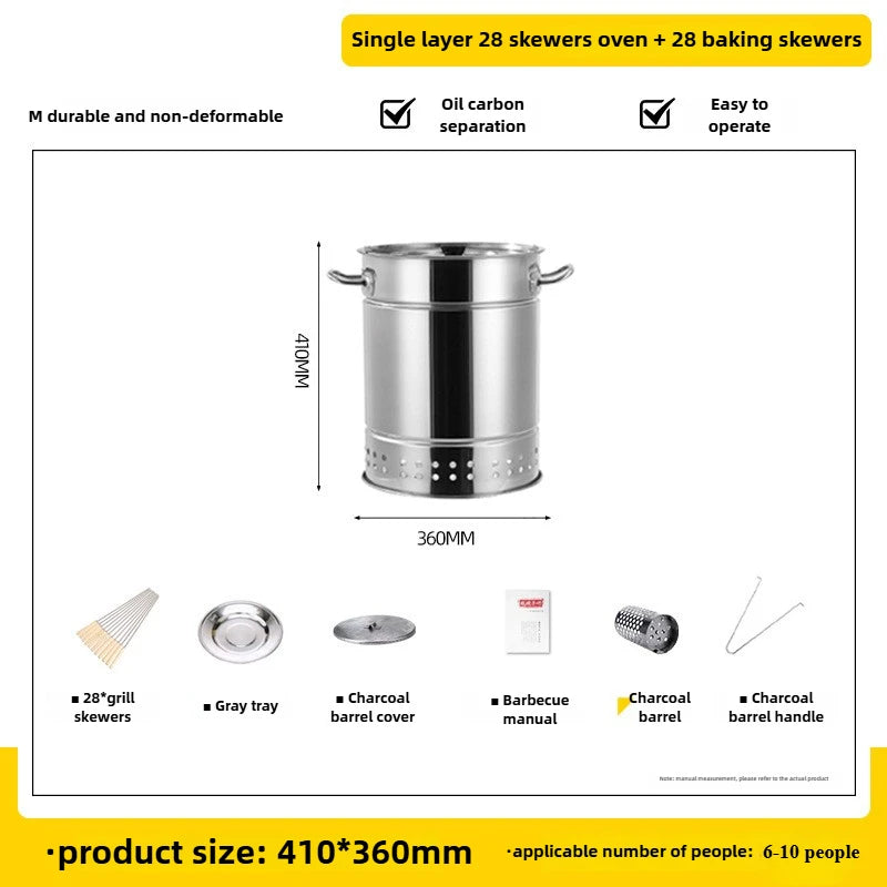 Stainless Steel Wrap-around Charcoal Grill