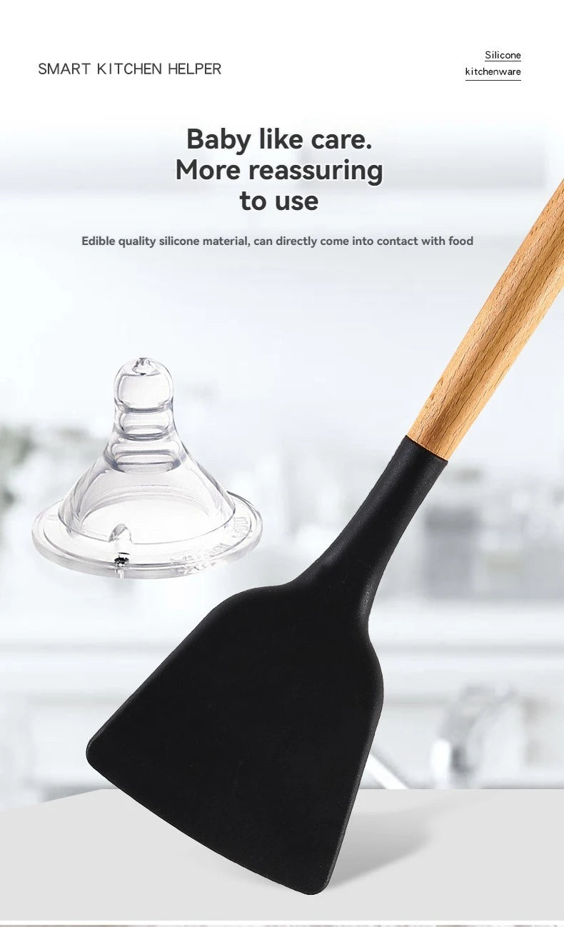 11-piece cooking tool set with storage bucket