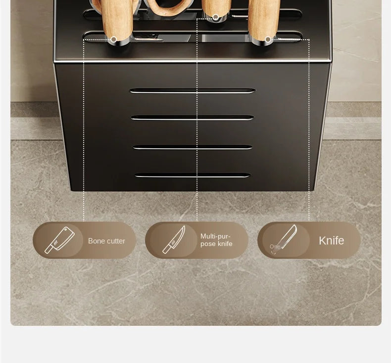 Wall-mounted kitchen knife storage block