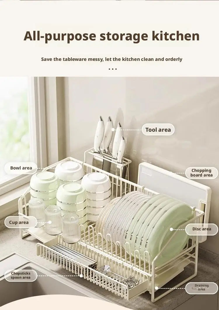 All-purpose dish rack with drain