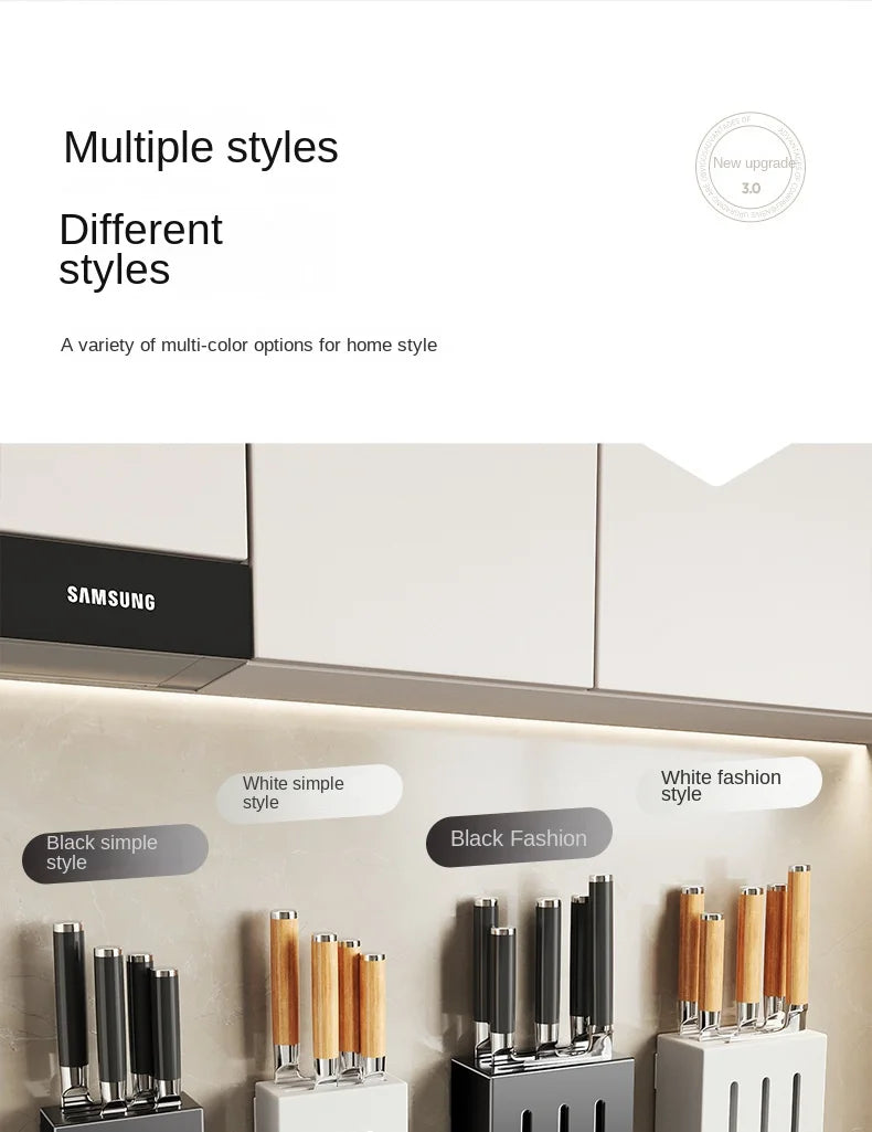Wall-mounted kitchen knife storage block