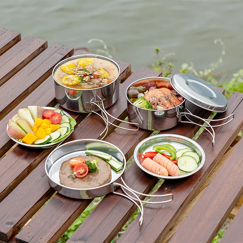 Stainless Steel Outdoor Cookware Mess Kit