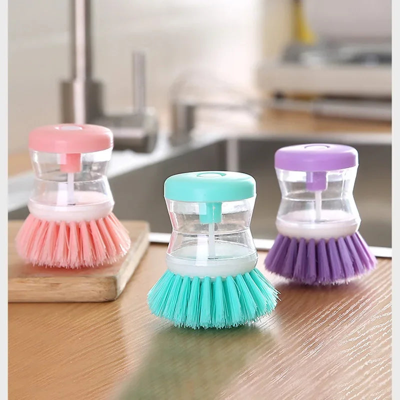 Kitchen Brush with Liquid Soap Dispenser