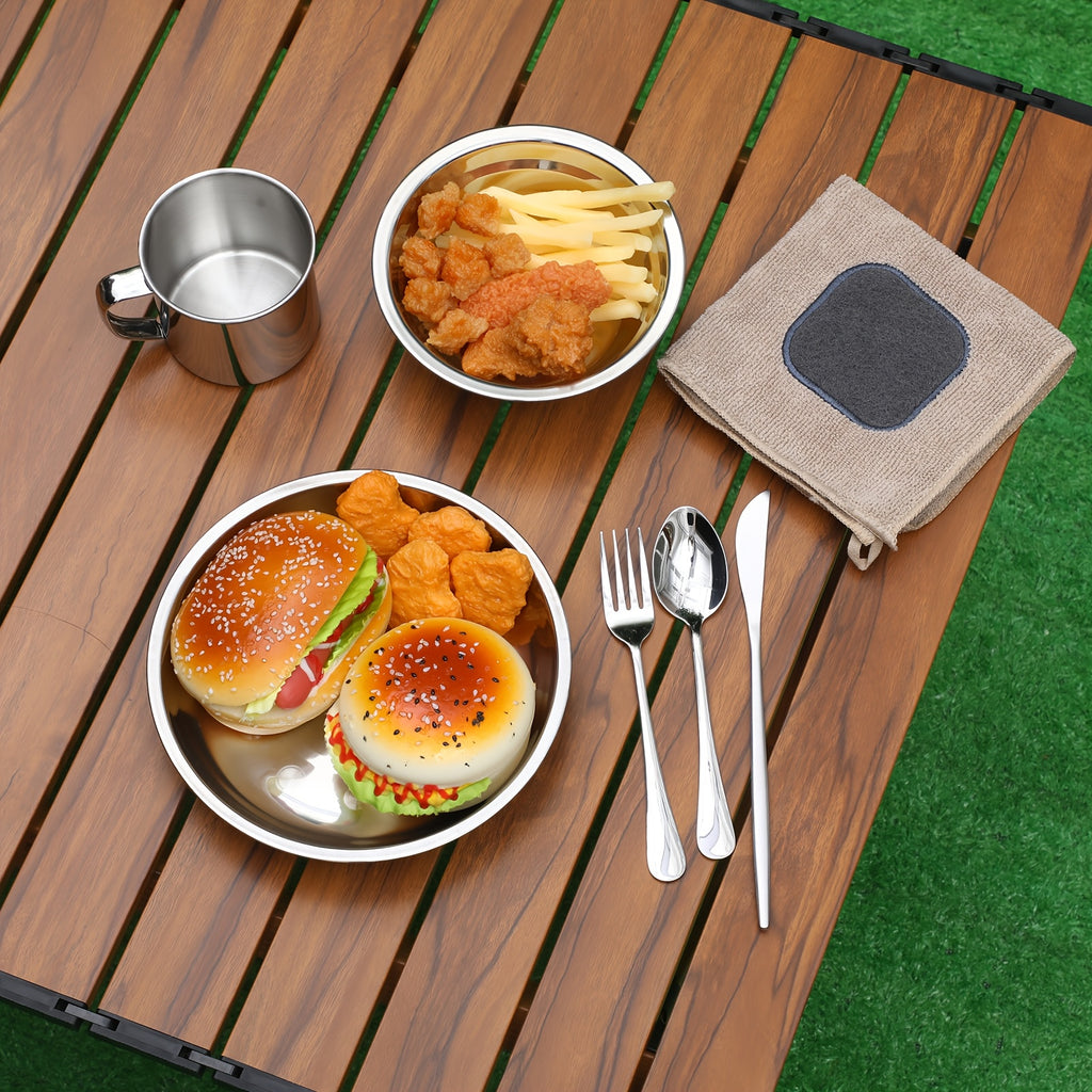 44pc Stainless Steel Outdoor Cookware Mess Kit