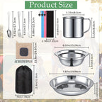 44pc Stainless Steel Outdoor Cookware Mess Kit